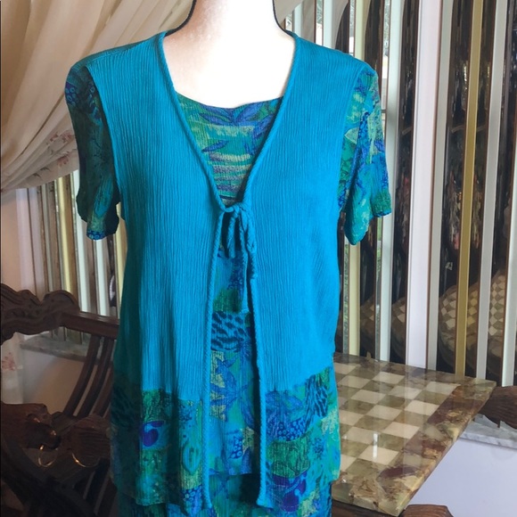 2-pc Turquoise C.M. SHAPES Skirt Set, size S/M - Picture 4 of 4
